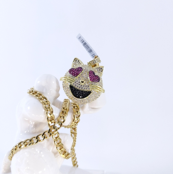 Icy Cat Emoji Pendant + 20" Cuban Chain - Picture 6 of 8